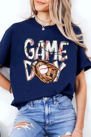Women Blue Gamy Day Baseball Crewneck T Shirt | Tees & Tanks