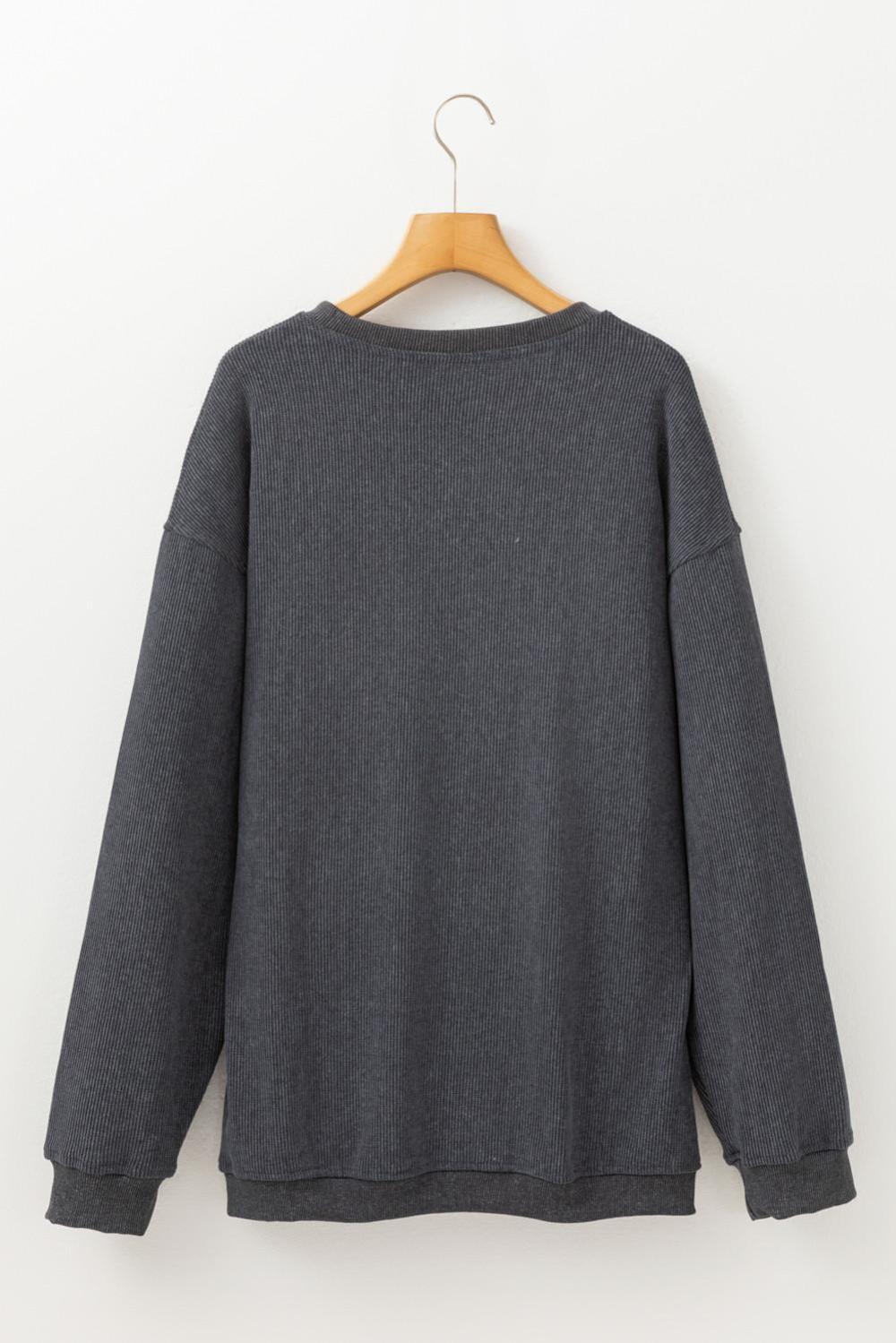 Women Gray Checkerboard Teach Graphic Corded Crew Neck Sweatshirt | Sweatshirts - Image 3