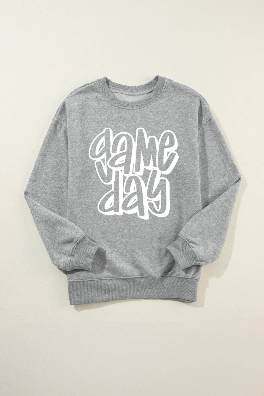 Women Gray Game Day Printed Round Neck Sweatshirt | Sweatshirts - Image 2