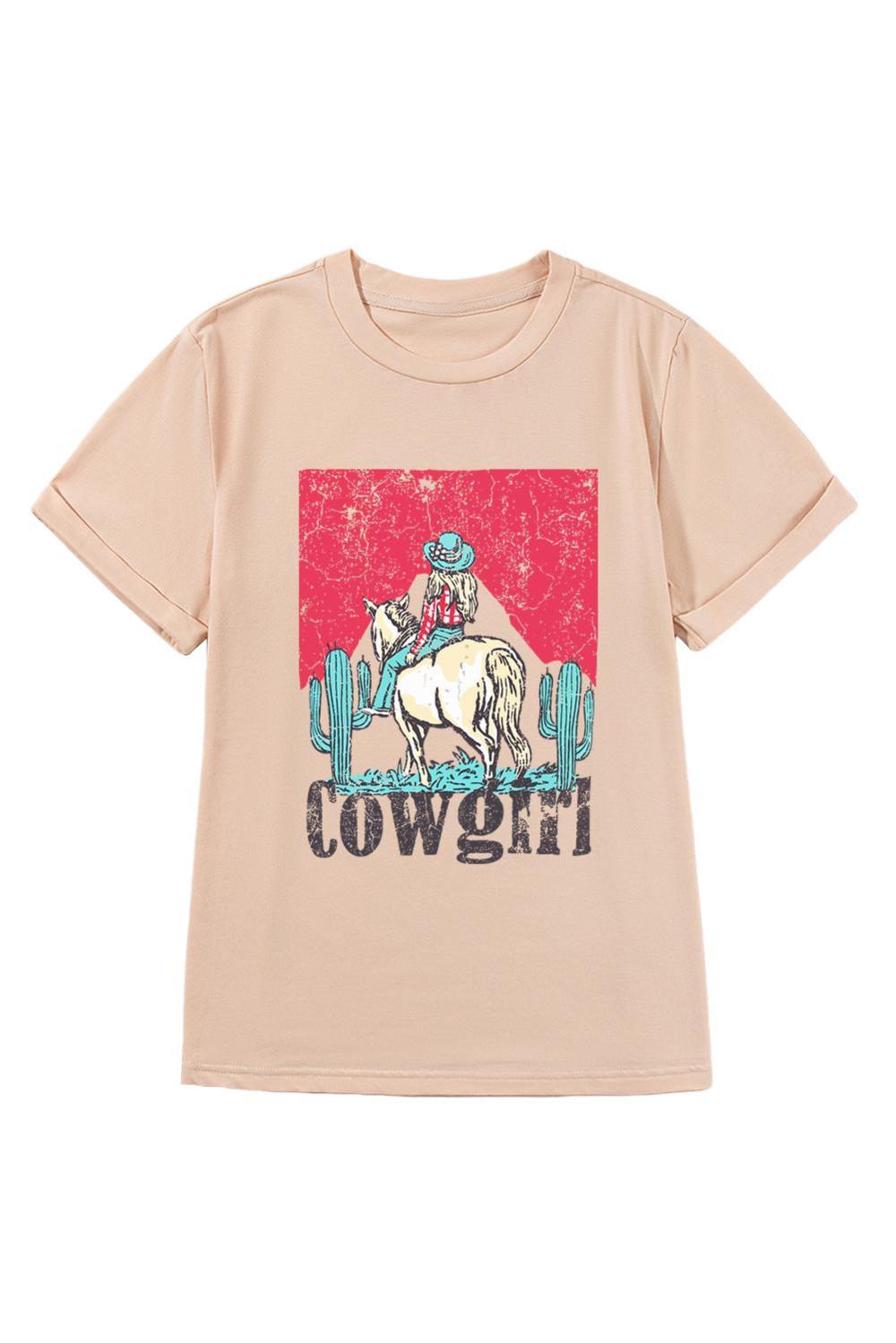 Women Khaki Cowgirl Slogan Print Rodeo Graphic Tee | Tees & Tanks - Image 4