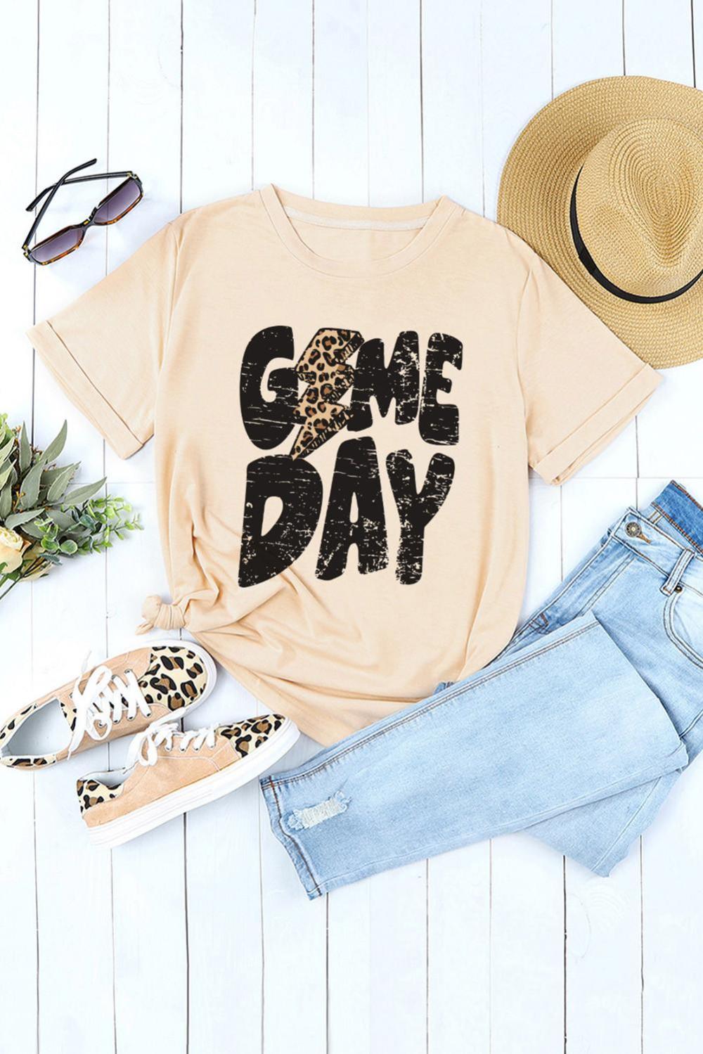Women Khaki Game Day Football Season Casual Graphic T Shirt | Tees & Tanks - Image 4