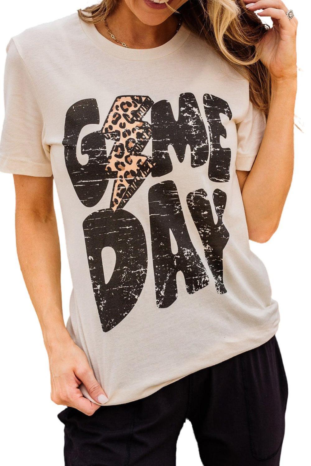 Women Khaki Game Day Football Season Casual Graphic T Shirt | Tees & Tanks - Image 6