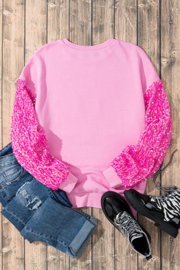 Women Pink Nutcracker Sequin Sleeve Graphic Sweatshirt | Sweatshirts