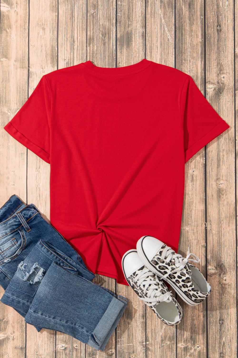 Women Red Checkered Game Day Graphic T Shirt | Tees & Tanks - Image 6