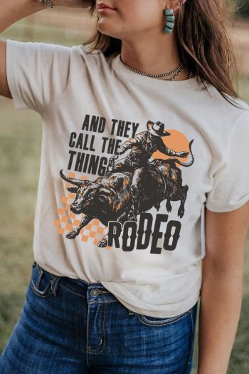 Women White And They Call The Thing Rodeo Graphic Crewneck Tee | Tees & Tanks