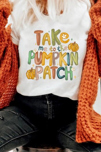 Women White Take Me To The Pumpkin Patch Cotton Blend T Shirt | Tees & Tanks